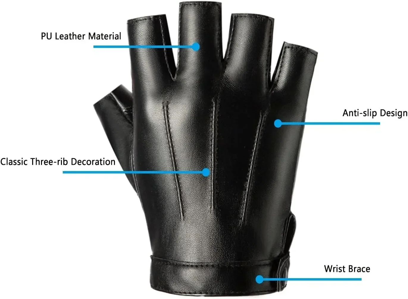 1 Pair Windproof Fingerless Dr - огляд і ціна Leather Driving Glove