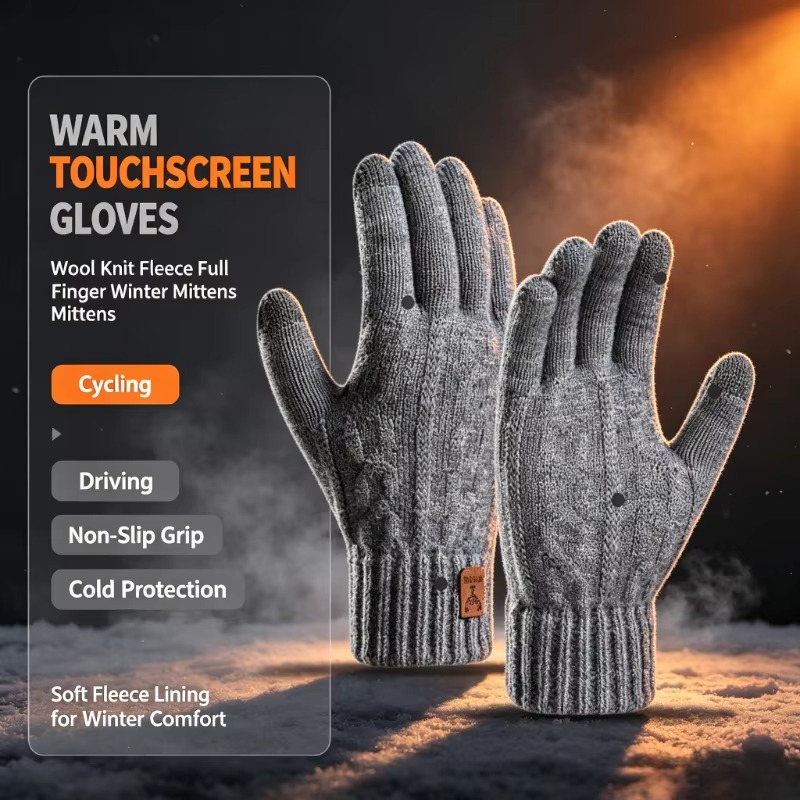 2026 Men's Thermal Wool Knitte - огляд і ціна Wool Glove Lined
